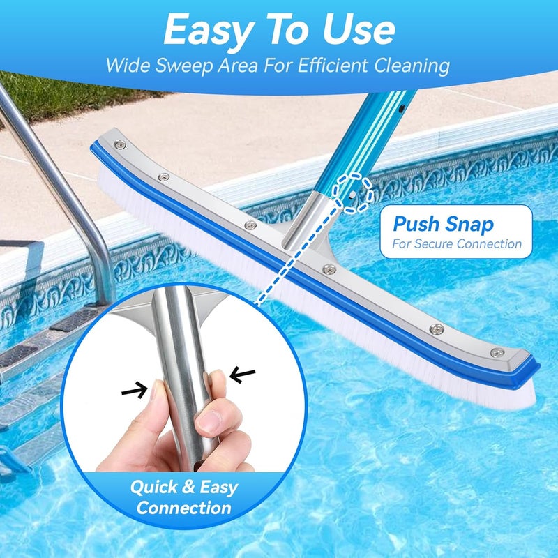 AQUAFLY 18'' Heavy Duty Swimming Pool Brush – Plastic Bristles, Curved Edge for Cleaning Walls, Tiles, Floors, Steps – Fits Inground & Above Ground Pools - Image 4